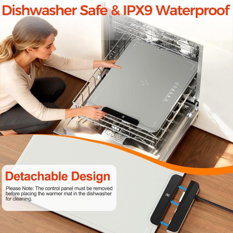 BROBIG Warming Mat for Food | Dishwasher Friendly,Full-Surface Food Warmer with 6-Mode Adjustable and Timer,Roll-Up & Portable Silicone Food Heating Pad with Child Lock,Electric Warming Tray for Buffet Party - Image 2